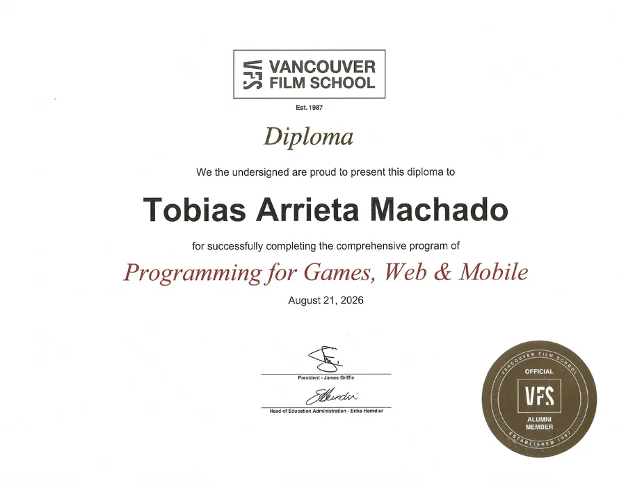 Diploma de Vancouver Film School